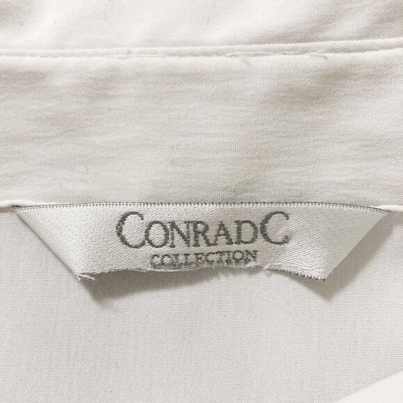CONRAD C Off-white floral embroidered button-down shirt ~ LARGE XL 1X blouse - Picture 2 of 11